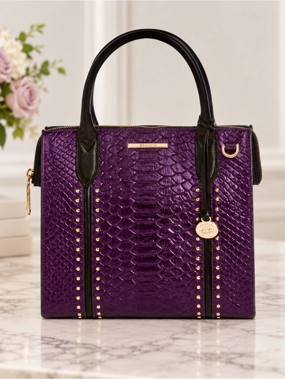 💜▪️ Brahmin▪️RARE🔥 Small Caroline Ultraviolet Altair Genuine Leather
